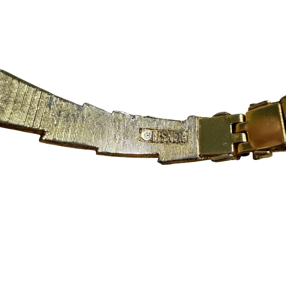 Lisner‎ Hinged Bangle Gold Tone Textured Wheat Leaf Botanical Statement
